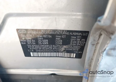 2020 Hyundai Santa Fe Sel z USA, uszkodzony, nr VIN 5NMS33AD0LH211741